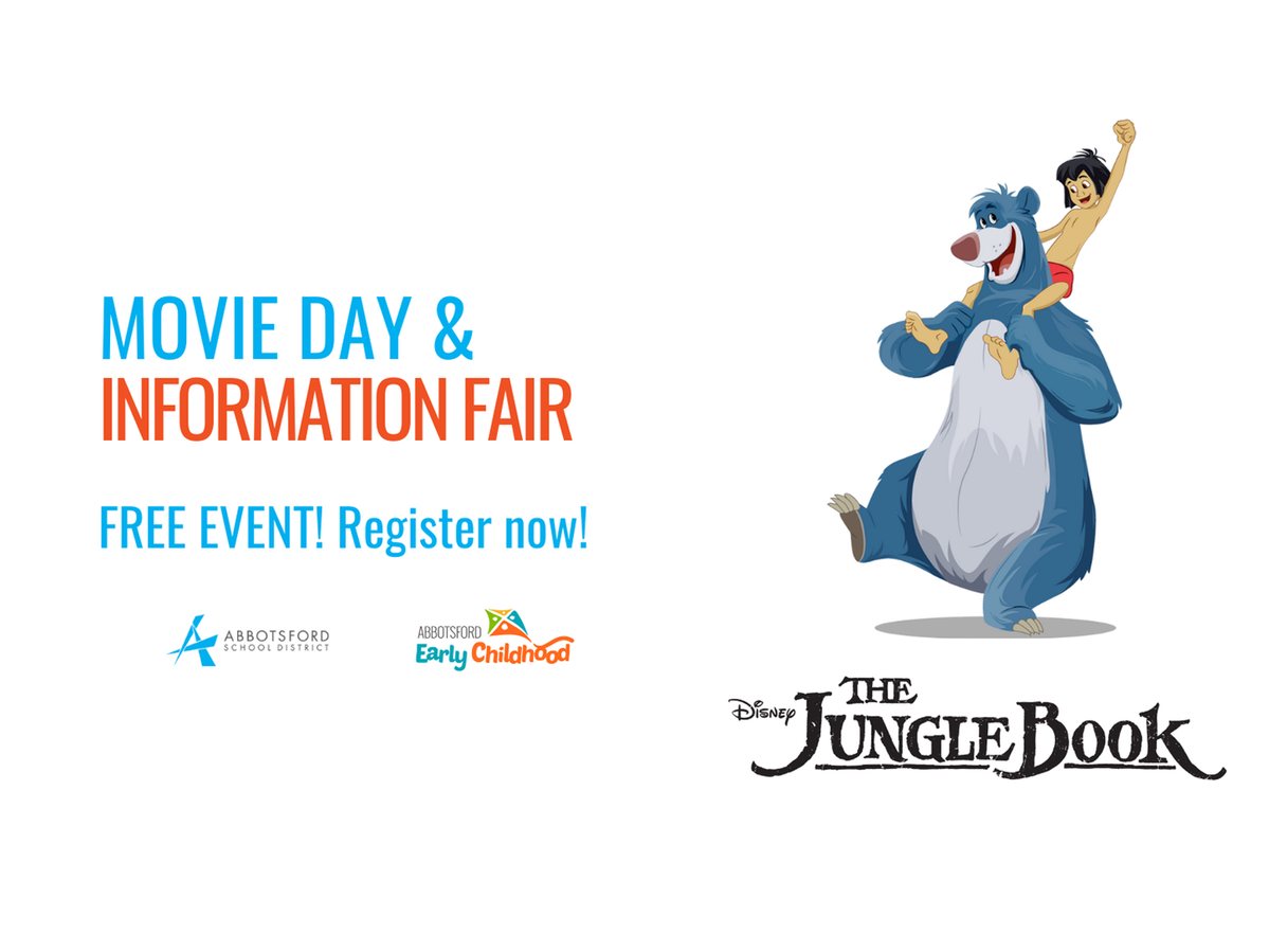 Movie day banner with Jungle Book characters