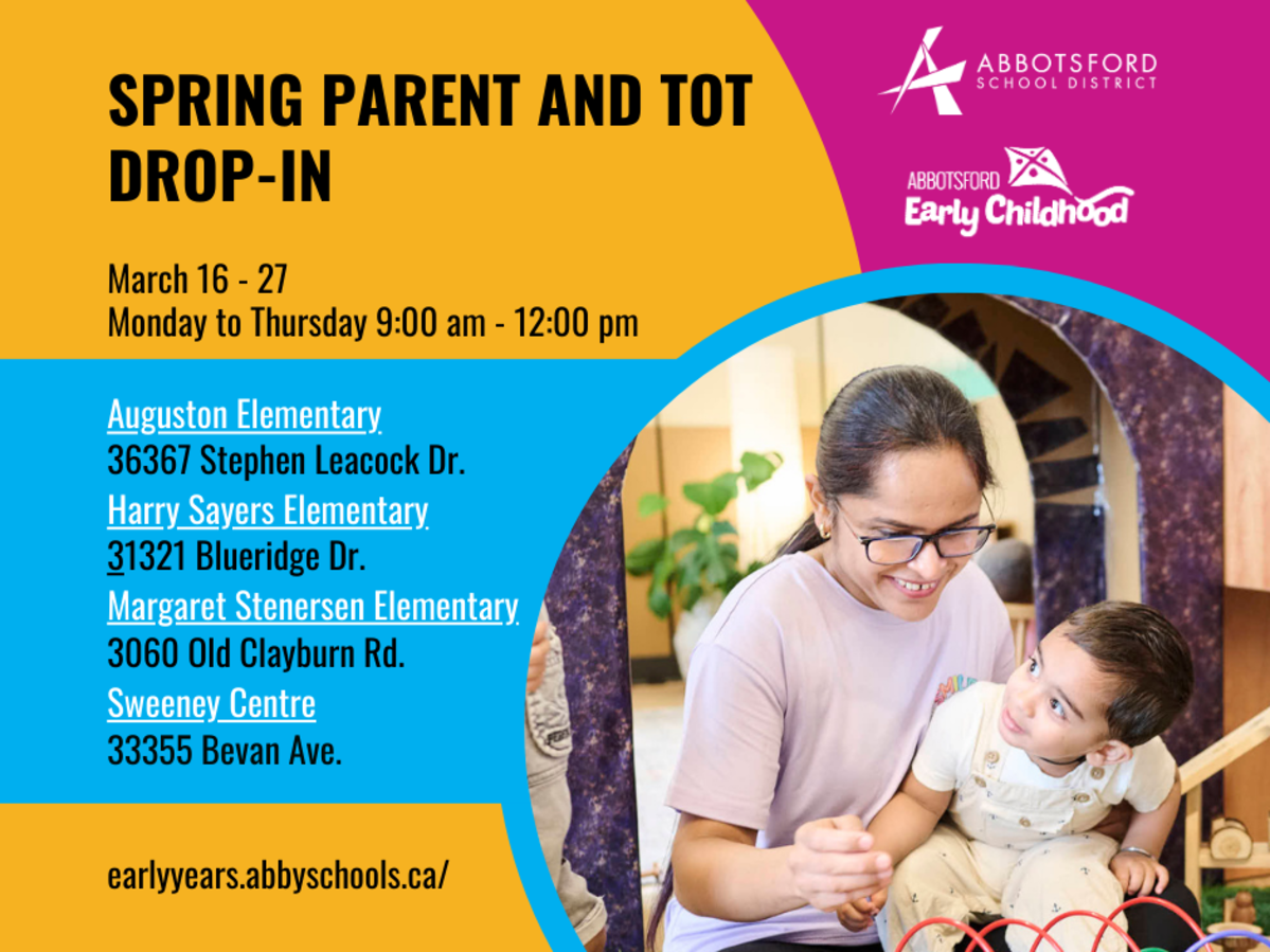 Dates, times and location of Parent & Tot drop in