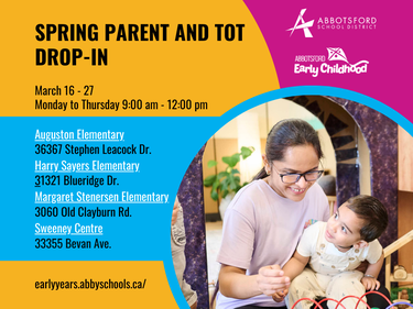 Dates, times and location of Parent & Tot drop in